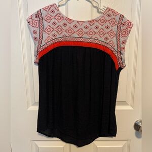THML Red and Black Blouse Elegant Top